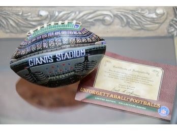 Giants Stadium Stuffed Collectible Football With COA
