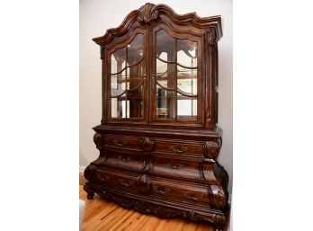 Grand Carved Mahogany Wood Bombay Style China Cabinet By Forbidden City