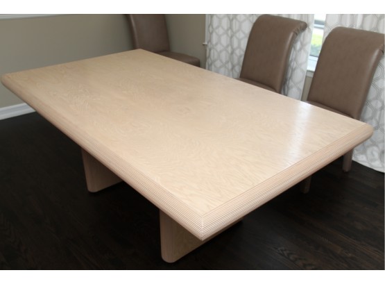 Light Oak Dining Room Table With Grooved Edges