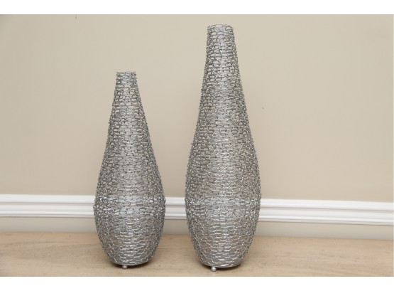 Pair Of Chain Link Decorative Vases