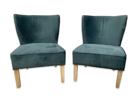 Turquoise Side Chairs With Nail Head Trim