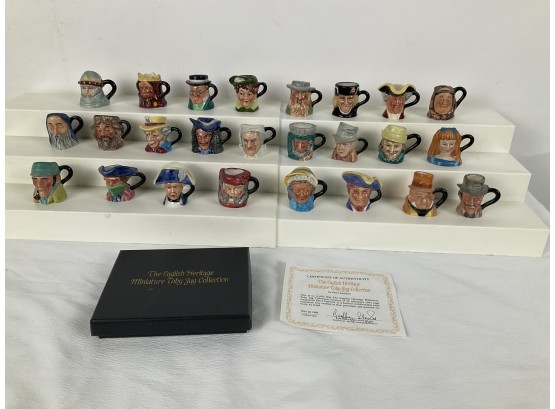Collection Of Toby Mugs Including Wooden Display Shelf