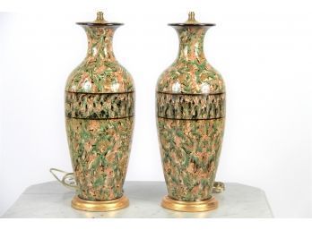 A Spectacular Pair Of 19th Century Chinese Vases Turned Into Lamp