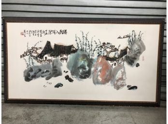 Large Asian Watercolor Framed