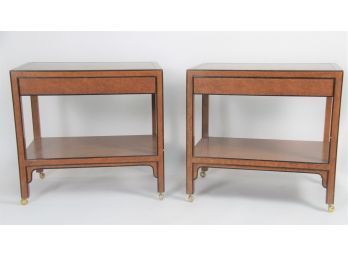 A Matching Pair Of Ebonize Detailed Walnut Night Stands