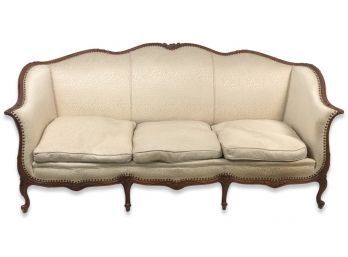A French Canape Sofa Custom Upholstered With A Nail Head Trim By Van