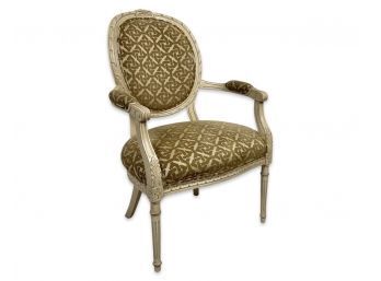Custom Upholstered Olive Arm Chair