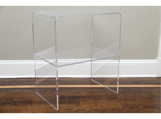 Lucite Waterfall Side Table With Under Shelf