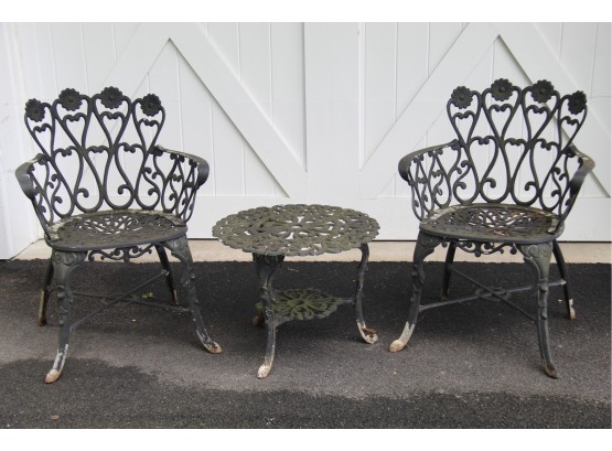 Wrought Aluminum Patio Chairs With Side Table