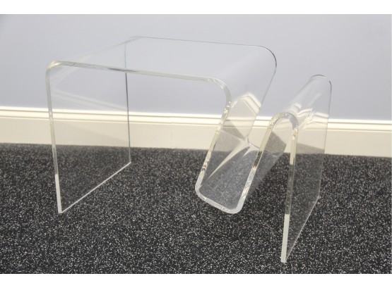 Vintage Bent Lucite Side Table Magazine Rack