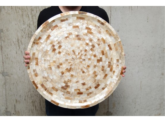 Faux Mother Of Pearl Mosaic Round Tray