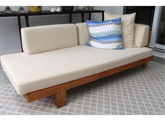 A Tribu Teak Outdoor Left Facing Lounger With Janus Cushion Paid $5400