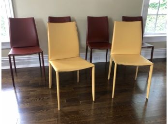 6 Bottega Italian Leather Dining Chairs. Paid $6500