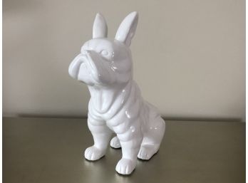 A White Ceramic Bulldog Statue