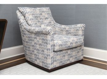 A Custom Covered Hickory Chair Company Swivel Accent Chair