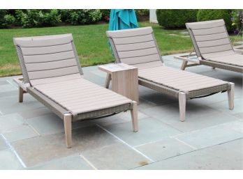 Pair Of Janus Et Cie Teak Lounge Chairs With Coordinating Side Table Paid $6200