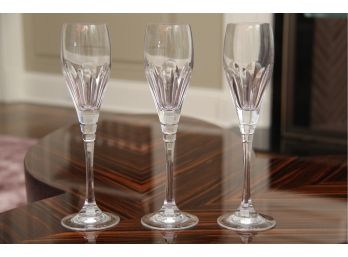 A Collection Of 3 Oscar Delarenta Crystal Champagne Glasses