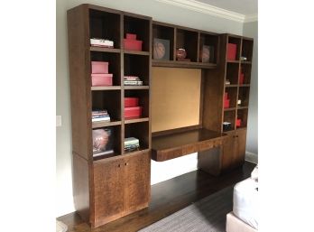 A Custom Burl Wood 4 Piece Storage Desk