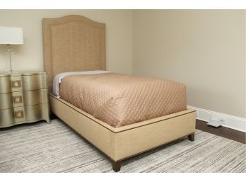 A  Kravet Light Gold Linen Upholstered Twin Bed Paid $2500