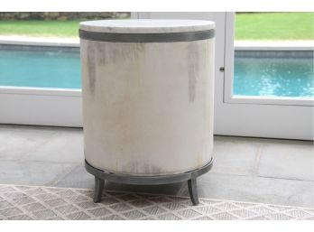 A Modern Marble Banded Drum Table