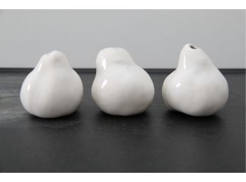 A Lovely Trio Of White Ceramic Pears
