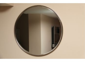 A Modern Chrome Rim Round Wall Mirror