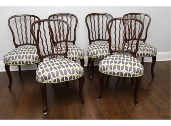 A Set Of 6 Custom Upholstered Farmhouse Chairs  Paid $6 800