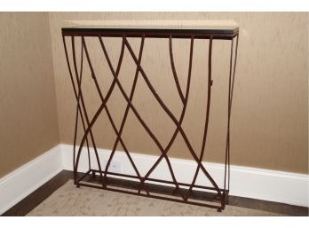 A Wrought Iron Marble Top Console Table