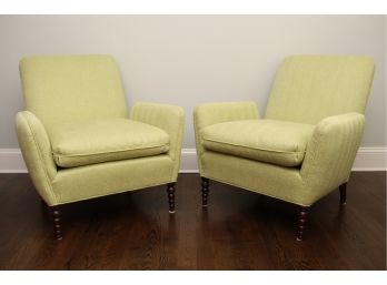 A Matching Pair Of Hickory Furniture Custom Upholstered Side Chairs