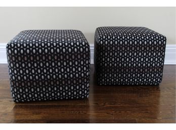A Pair Of Modern Covered Ottomans