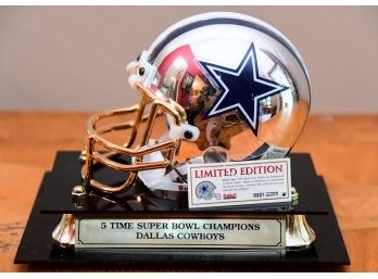 A Limited Addition Dallas Cowboy Riddle Super Bowl Chrome Mini Helmet 327/2000