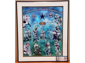 A Framed Dallas Cowboys Signed Super Bowl Poster Featuring  With COA