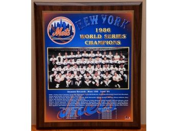 A 1986 New York Mets World Series Champions Plaque