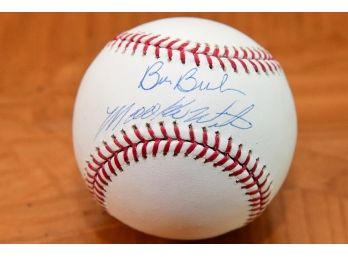 A Bill Buckner And Mookie Wilson Dual Signature MLB Baseball With Steiner COA