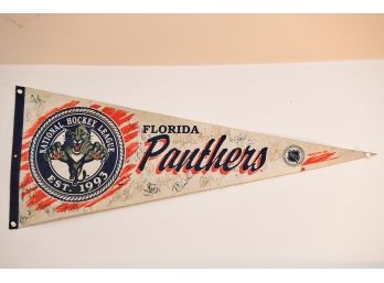 A Florida Panthers Reproduction Pennant With Team Signatures