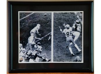 A Framed Print Of Drew Pearson And Roger Staubach Hail Mary Pass Signed With COA