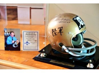 A 1963 Navy Jolly Roger Helmet Signed By Roger Staubach With Radtke COA And Photo