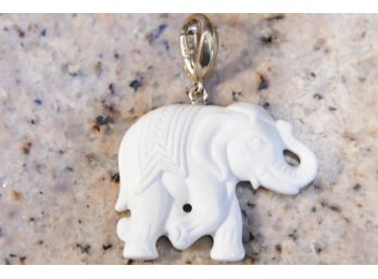 White Elephant Pendant With Sterling Silver Hardware