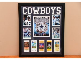 A Group Of Framed Dallas Cowboys Authentic Super Bowl Tickets Featuring Roger Staubach And Too Tall Jones