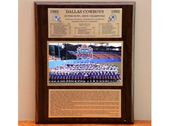 A 1992 Dallas Cowboys Superbowl  Champions Plaque