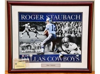 A Framed Roger Staubach Signed Print With Steiner COA