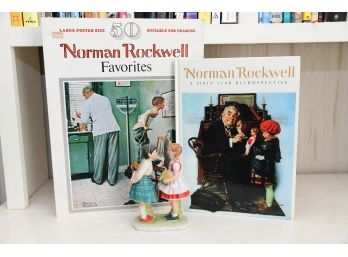 Norman Rockwell Lot Of Books And Figurine
