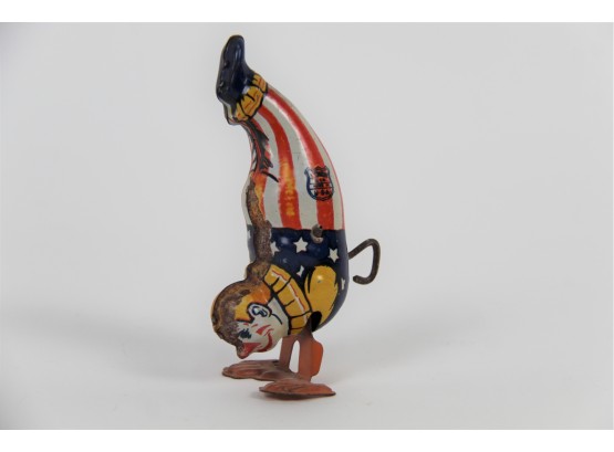 Vintage Tin Clown Wind-Up Toy By J. Chein