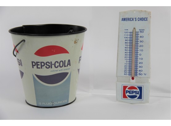 Vintage Pepsi Thermometer & Ice Bucket