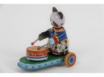 Vintage Tin Panda Drummer Wind-Up Toy (No Key)