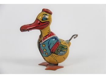 Vintage Tin Duck Wind-Up Toy By J. Chein