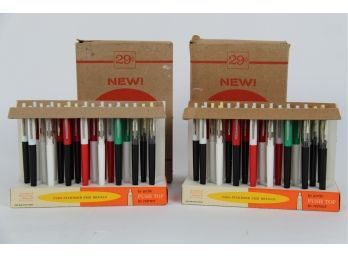 Two Sets Of Ferber Trimatic Retractable Pens With Original Boxes And Display Stand