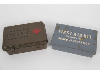 Pair Of Vintage Metal First Aid Kits