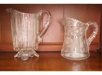 Pair Of Cut Glass Pitchers