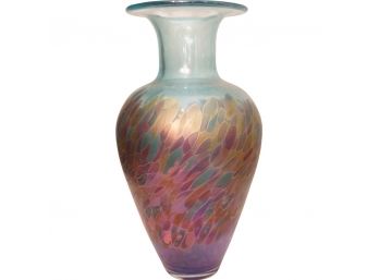 Spectacular Hand Painted Art Glass Vase